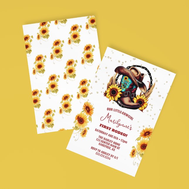 Invitation Anniversaire de 1 an Rustique Premier Rodéo Wester (Créateur téléchargé)