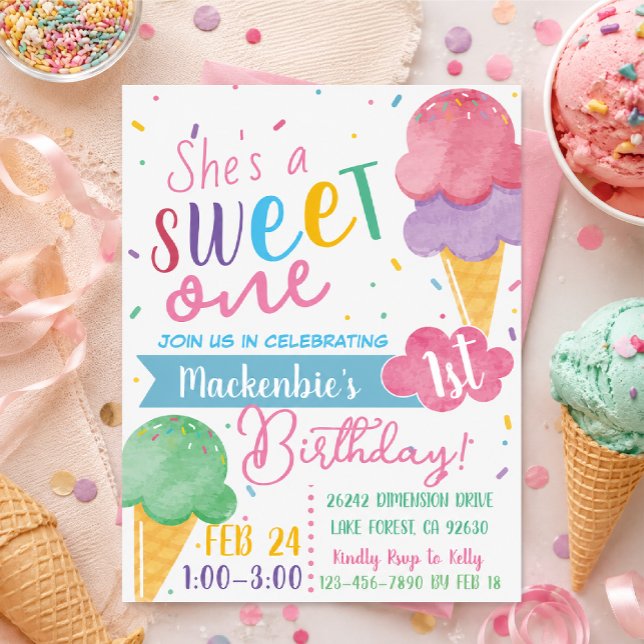 Invitation Anniversaire de 1 an sur le thème de la glace (Créateur téléchargé)