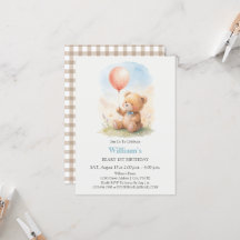 Anniversaire de 1ère année de garçon Beary Ourson