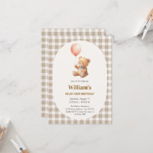 Anniversaire de 1ère année de garçon mignon ours e