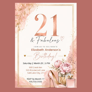 Invitation Anniversaire de 21 ans fabuleux de pivoine et de p