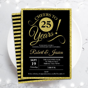 Invitation anniversaire de 25 ans - Or Noir