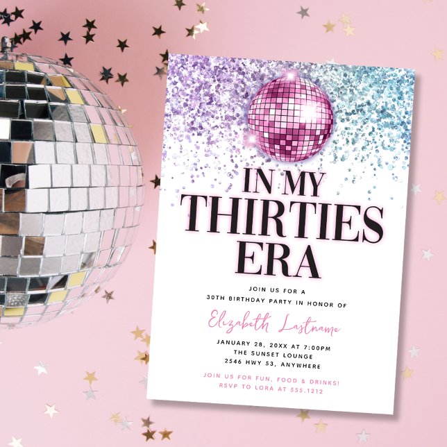 Invitation Anniversaire de 30 ans tendance paillettes disco a (Créateur téléchargé)