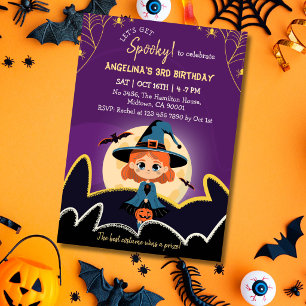 Invitation Anniversaire de 3 ans de sorcière Spooktacular Hal