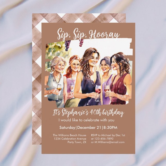 Invitation Anniversaire de 40 ans de femme avec dégustation d (Créateur téléchargé)