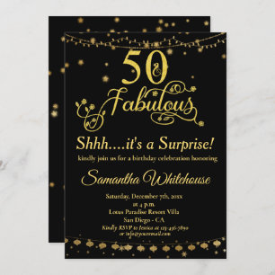 Invitation Anniversaire de 50 et Fabulous Gold Black Surprise