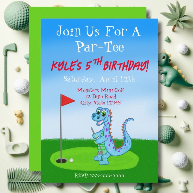 Invitation Anniversaire de 5 ans sur le thème du golf avec di (Créateur téléchargé)