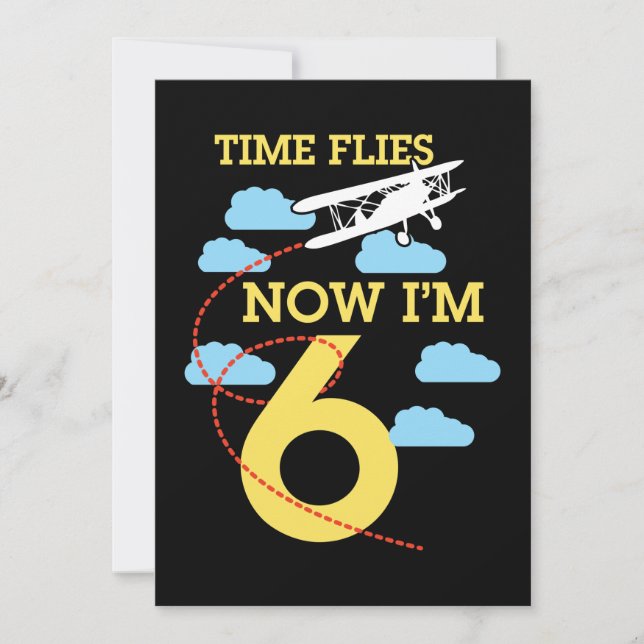 Invitation Anniversaire de 6 ans Garçons Avion 6 ans Annivers (Devant)