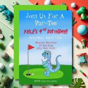Invitation Anniversaire de 9 ans sur le thème du golf avec di