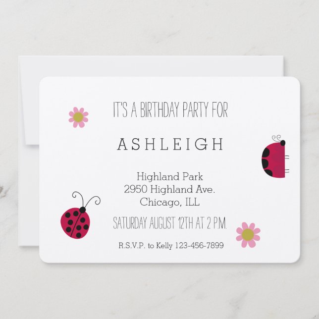 Invitation Anniversaire de adorable Ladybugs (Devant)