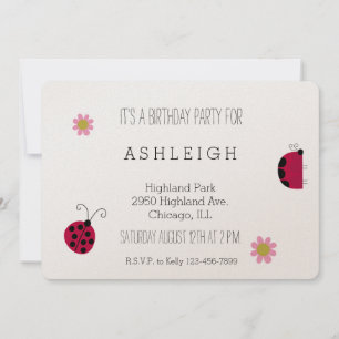 Invitation Anniversaire de adorable Ladybugs