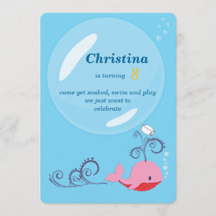 Invitation Anniversaire de baleine de fille de marin