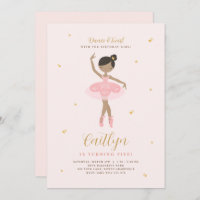 Invitation Anniversaire de Ballerina Rose & Or