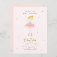 Invitation Anniversaire de Ballerina Rose & Or