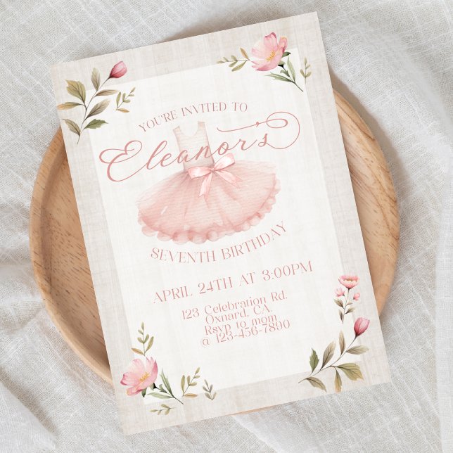 Invitation Anniversaire de Ballerine, Tutu, Tutu Rose, Annive (Créateur téléchargé)