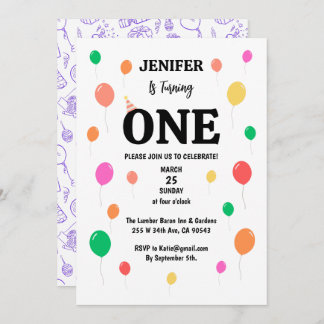 Invitation anniversaire de ballon coloré joyeux
