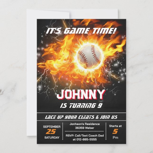 Invitation anniversaire de baseball modifiable (Devant)