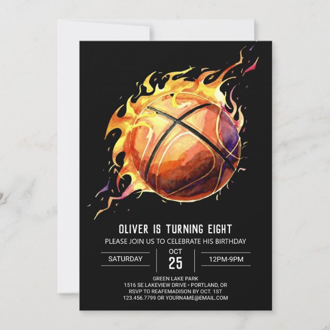Invitation Anniversaire de basket-ball moderne enchanté (Devant)