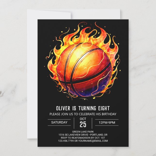 Invitation Anniversaire de Basketball Elegant Kids (Devant)