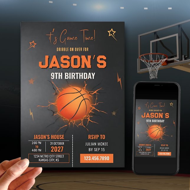 Invitation Anniversaire de Basketball Modifiable  (Créateur téléchargé)