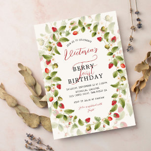 Invitation ANNIVERSAIRE DE BÉBÉ Doux FRAISE SAUVAGE