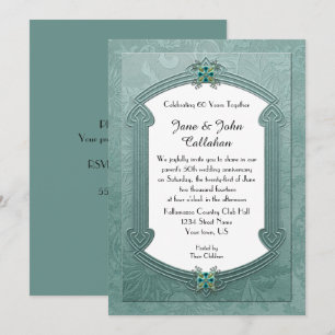 Invitation Anniversaire de Bijoux Damassés Turquoi