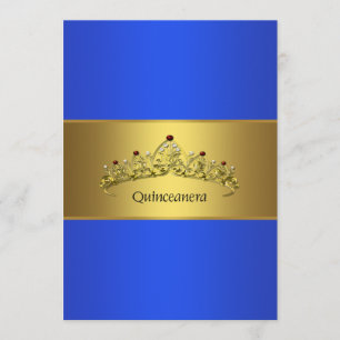 Invitation Anniversaire de bleu et d'or de Quinceanera 15ème