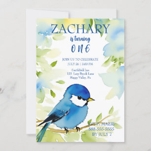 Invitation Anniversaire de Bluebird Watercolor