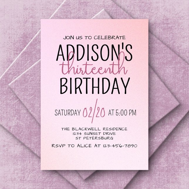 Invitation Anniversaire de Blush Pink Ombre (Créateur téléchargé)