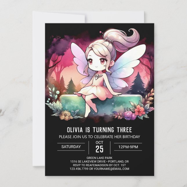 Invitation Anniversaire de Boho Little Fairy (Devant)
