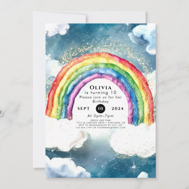 Invitation Anniversaire de Boho Pastel Rainbow (Devant)