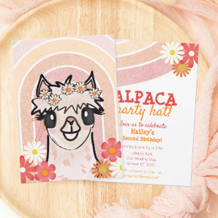Invitation Anniversaire de Boho Rainbow Alpaca