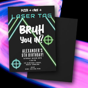 Invitation Anniversaire de Bruh Boy avec Neon Laser Tag