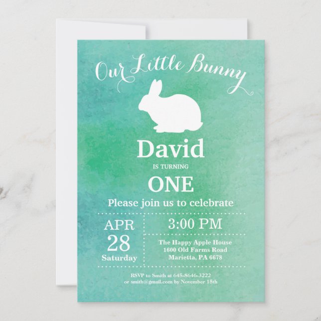 Invitation Anniversaire de Bunny Oeuf de Pâques 1er anniversa (Devant)