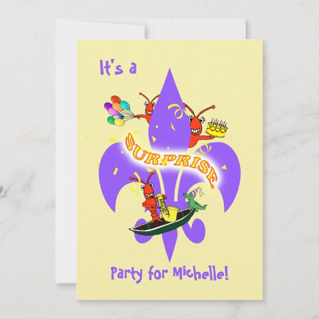 Invitation Anniversaire de Cajun Crawfish Fleur de Lis (Devant)
