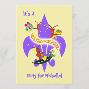 Invitation Anniversaire de Cajun Crawfish Fleur de Lis