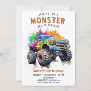 Invitation Anniversaire de camion monstre
