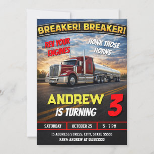 Invitation Anniversaire de Camion Semi-Remorque Moderne Perso