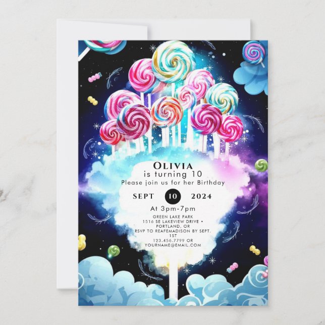 Invitation Anniversaire de Candyland (Devant)