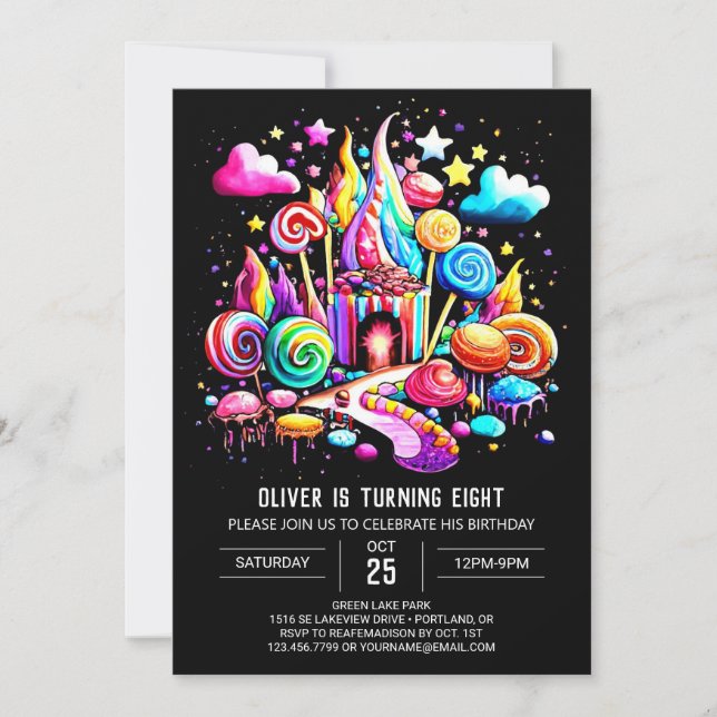 Invitation Anniversaire de Candyland numérique (Devant)