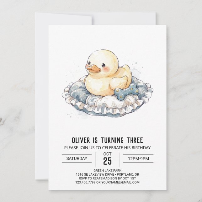 Invitation Anniversaire de Caneton Jaune (Devant)