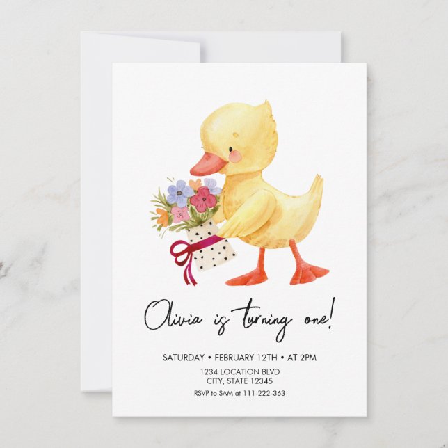 Invitation Anniversaire de Caneton Mignon (Devant)
