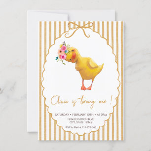 Invitation Anniversaire de Caneton Mignon Minimaliste
