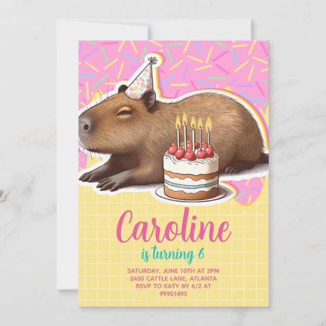 Invitation Anniversaire de Capybara (Devant)