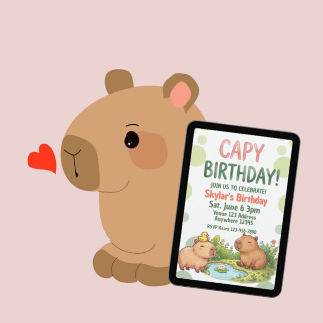 Invitation Anniversaire de Capybara Mignon (Créateur téléchargé)