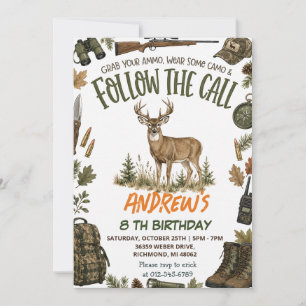 Invitation Anniversaire de chasse personnalisé en plein air