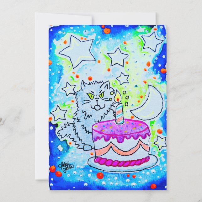 Invitation anniversaire de chat (Devant)