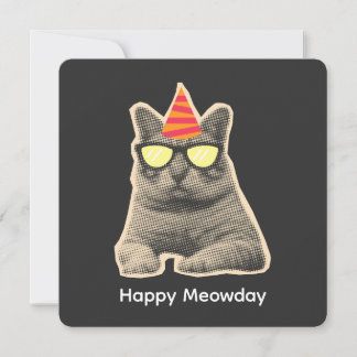 Invitation Anniversaire de chat drôle