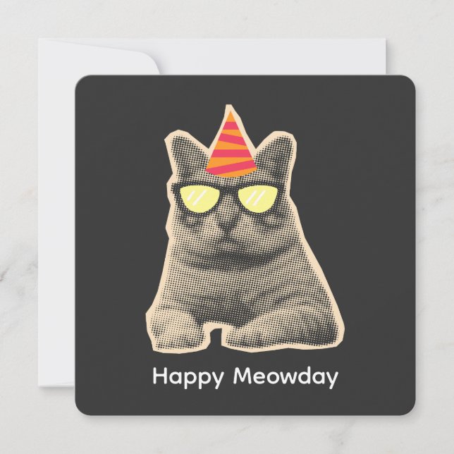 Invitation Anniversaire de chat drôle (Devant)