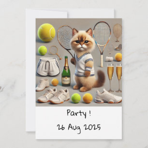 Invitation Anniversaire de chat Thème pour joueur de tennis